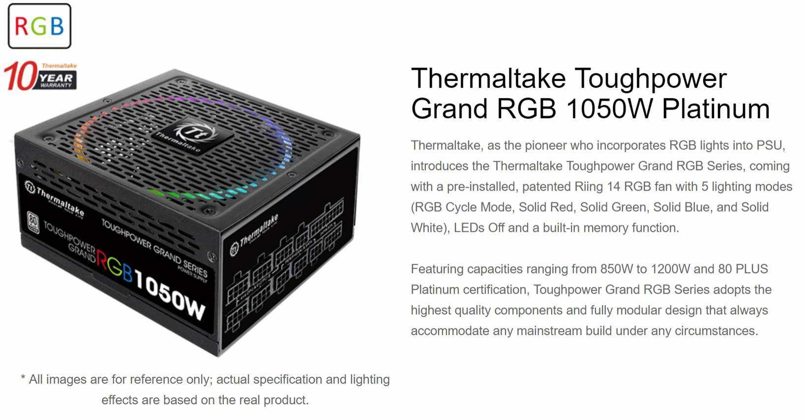 Thermaltake Toughpower Grand RGB 1050W SMPS | Ezpz Solutions